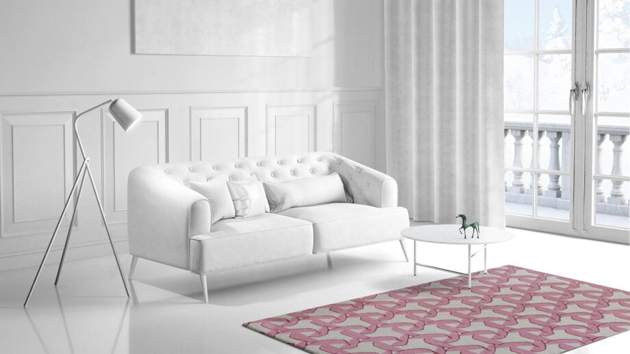 Mae Artisan Rugs | modern fan pink 40505 2.00 x 1.30m 1.3m X 2m Mae Rugs Template Side View 1